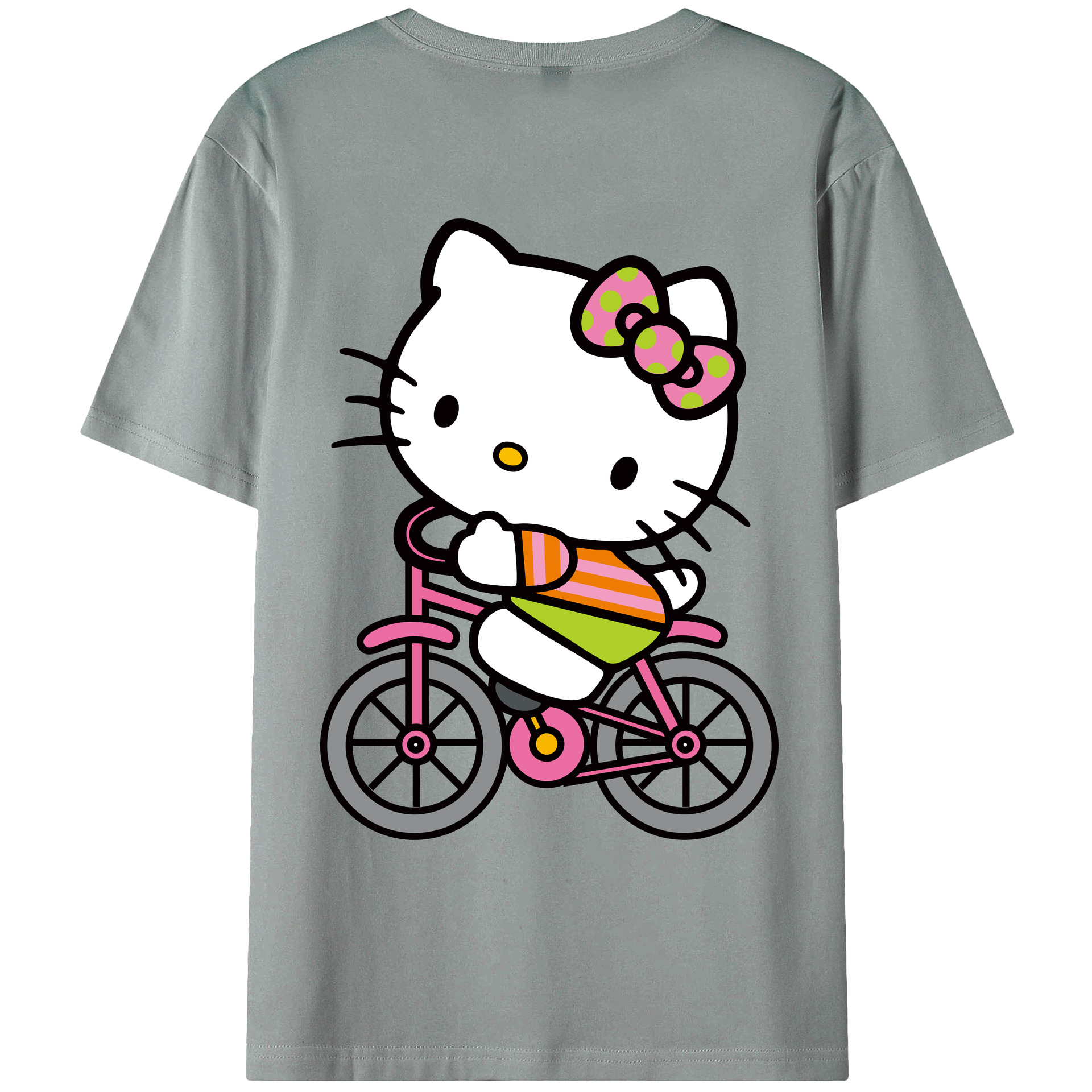 （画像用） Hello Kitty ハローキティ 綿100％ メンズ半袖Tシャツ（バックプリント） 通気性